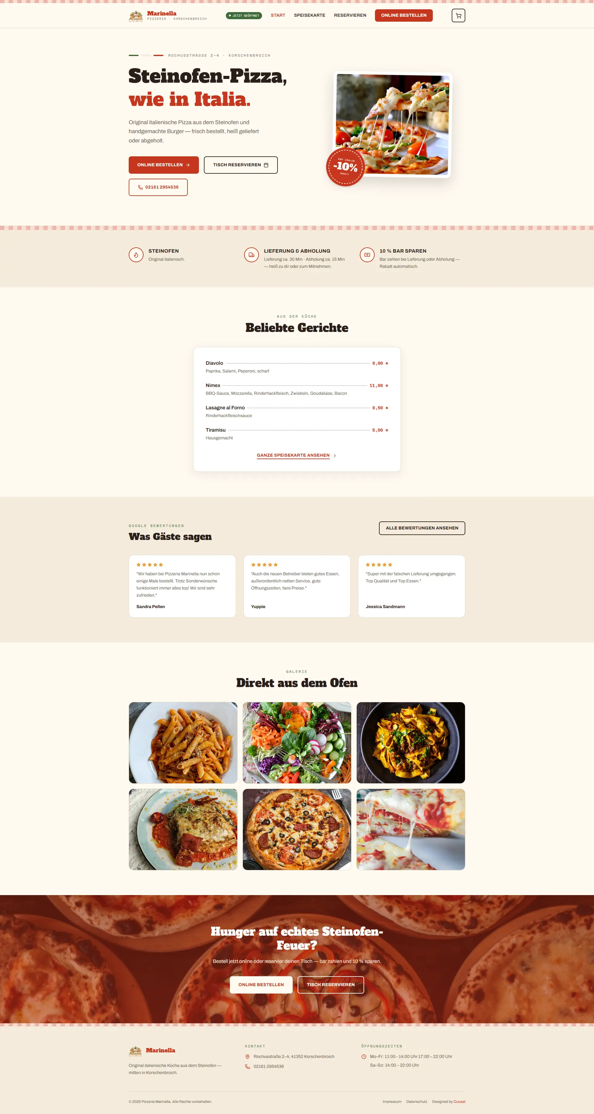 Pizzeria Marinella — desktop view