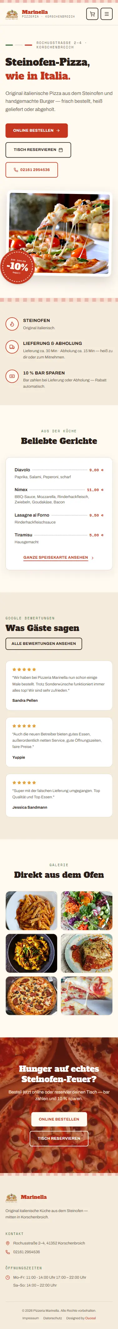 Pizzeria Marinella — mobile view
