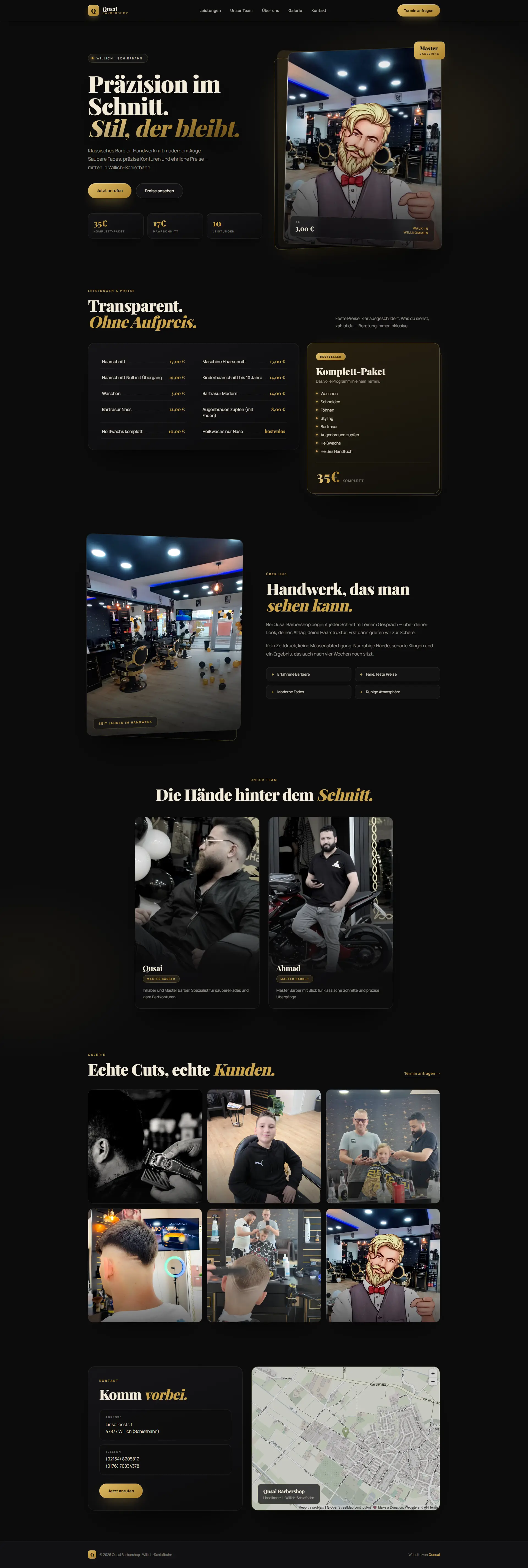 Qusai Barbershop — desktop view